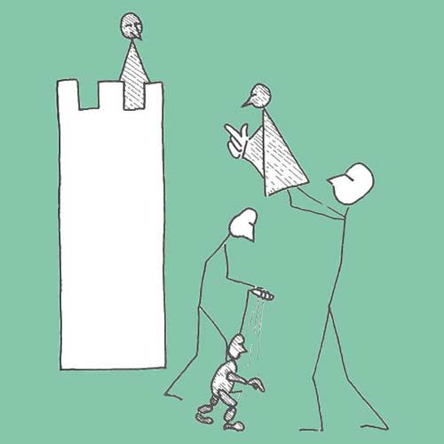 Zeichnung von P.K. Steinmann aus „Theaterpuppen“